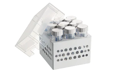 艾本德儲(chǔ)存盒 3 × 3, 可放置 9  個(gè) 50  mL 試管和 4  個(gè) 15  mL 試管，2  件，高 127  mm，5  英寸，聚丙烯材料，可耐受最低 -86  °C，高溫高壓滅菌，帶蓋子